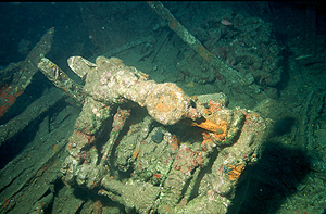 Ankerwinde des gesunkenen Torpedojäger - Espignole in der Nähe von St. Tropez