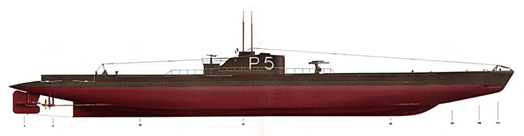 Historisches Bild - Zeichnung des französisches U-Boot Rubis