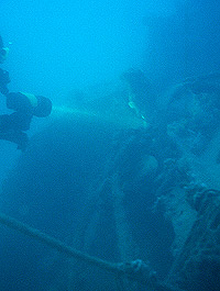 Details am Turm der Medusa / Uboot-Wrack in Pula Kroatien