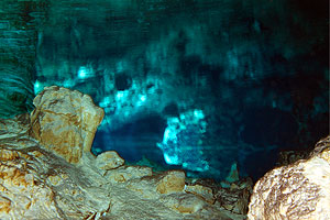 Yucatan - Tauchgang in der Cenote Dos - Tropfsteine / Stalaktiten in den Unterwasserhöhlen