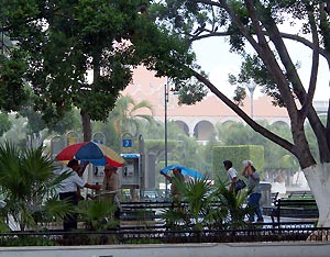 Yucatan - Merida - Zòcalo- Der zentrale Platz im Platzregen.